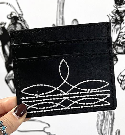 Honey Beez Boutique - Boot Stitch Leather Card Case: Green