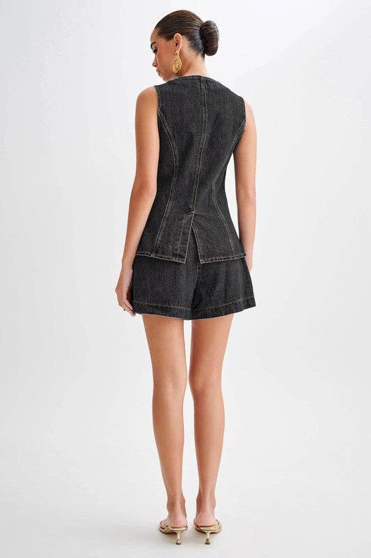 By Claude - WOMEN FASHION DENIM TWO PIECE SET: Navy / L