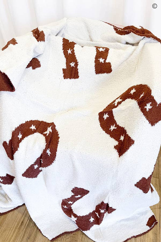 Nash Grey - Brown Horseshoe Luxury Blanket