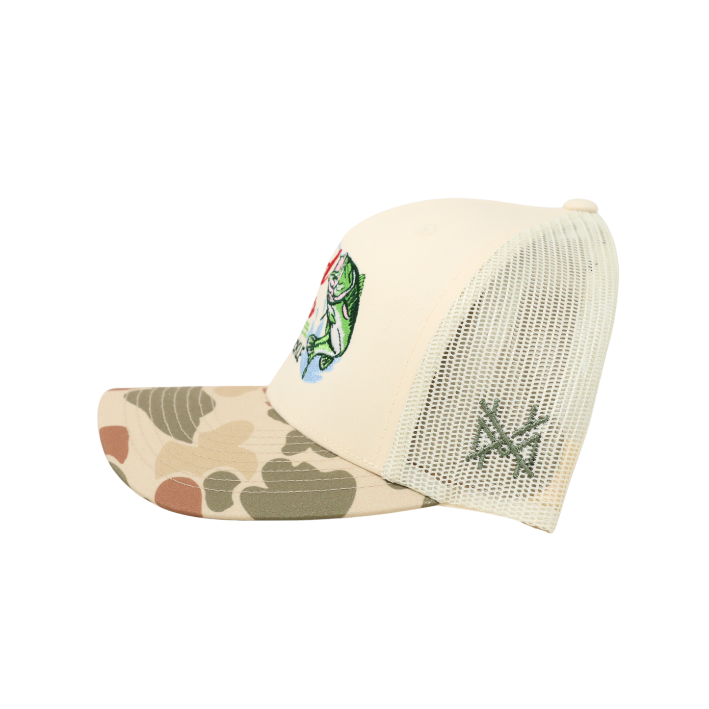 The Mad Hatter Co - Bait & Tackle Fishing Trucker Hat: Trucker Harvest Camo/ Natural