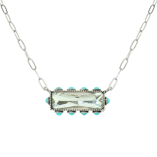 SP Sophia Collection - Western Horizontal Bar Gemstone Necklace: Crystal