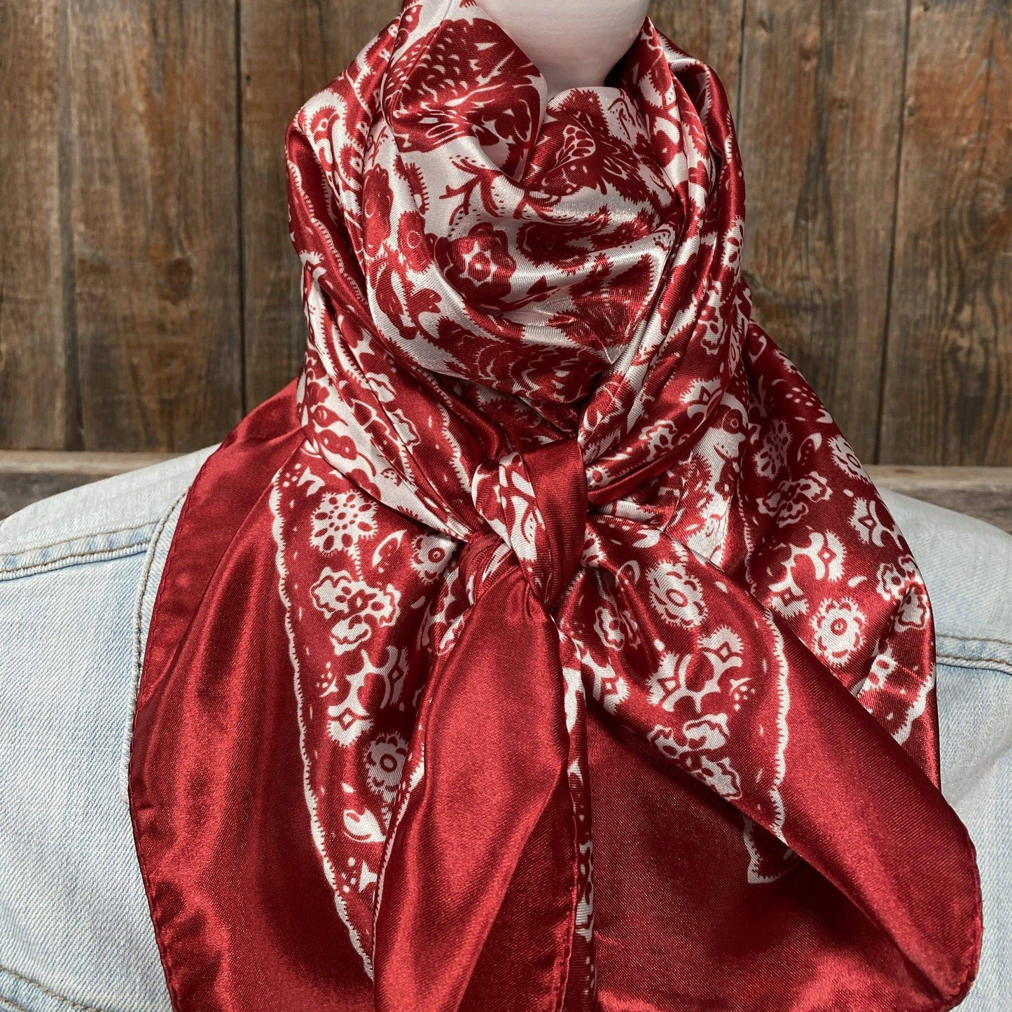 Rodeo Drive - 35x35" Red & Cream Paisley Wild Rag/Scarf WR143
