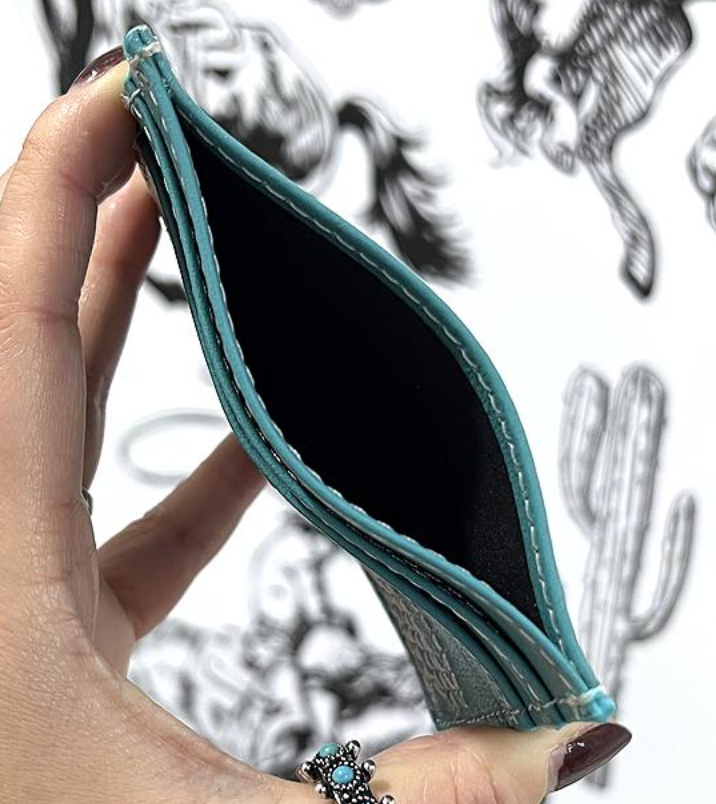 Honey Beez Boutique - Boot Stitch Leather Card Case: Black