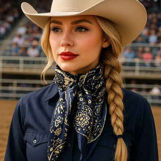 Rodeo Drive - 35X35" Royal Blue & Cream Paisley Wild Rag/Scarf WR144