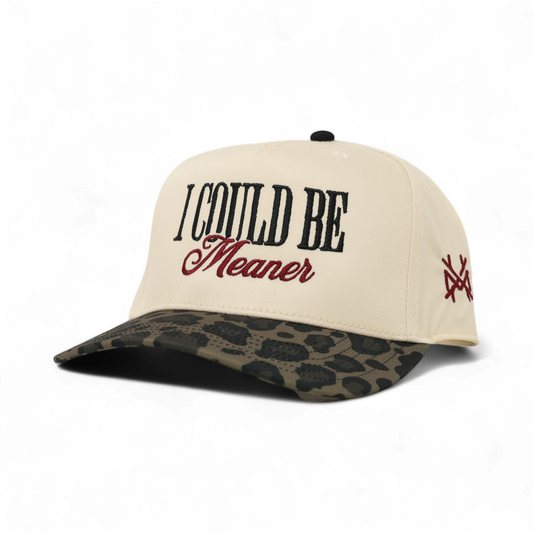 The Mad Hatter Co - I Could Be Meaner Trucker Hat: Retro Leopard/Natural