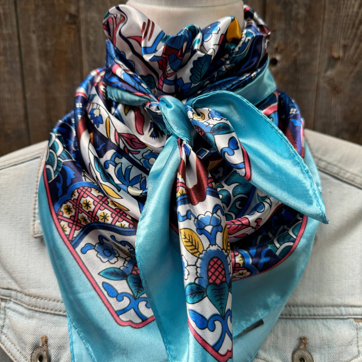 Rodeo Drive - 35X35" Blue Multi Pattern Wild Rag / Scarf WR1015