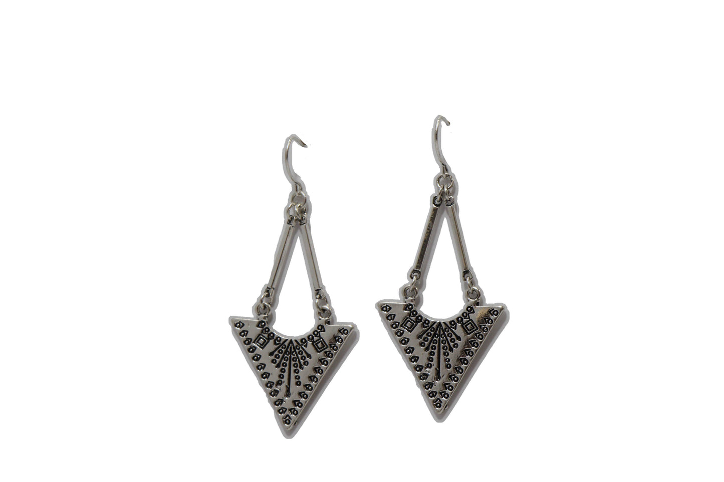 West & Co. - Burnished Silver Triangle Stamped Drop Earring