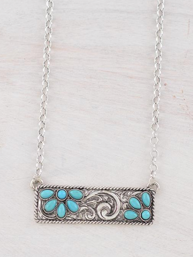 Honey Beez Boutique - Western Turquoise Bar Necklace