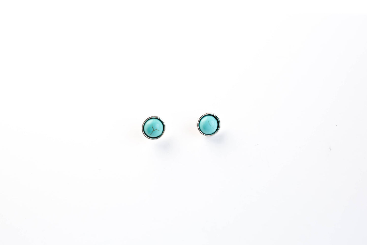 West & Co. - Burnished Silver with Inlayed Turq Stud Earrings