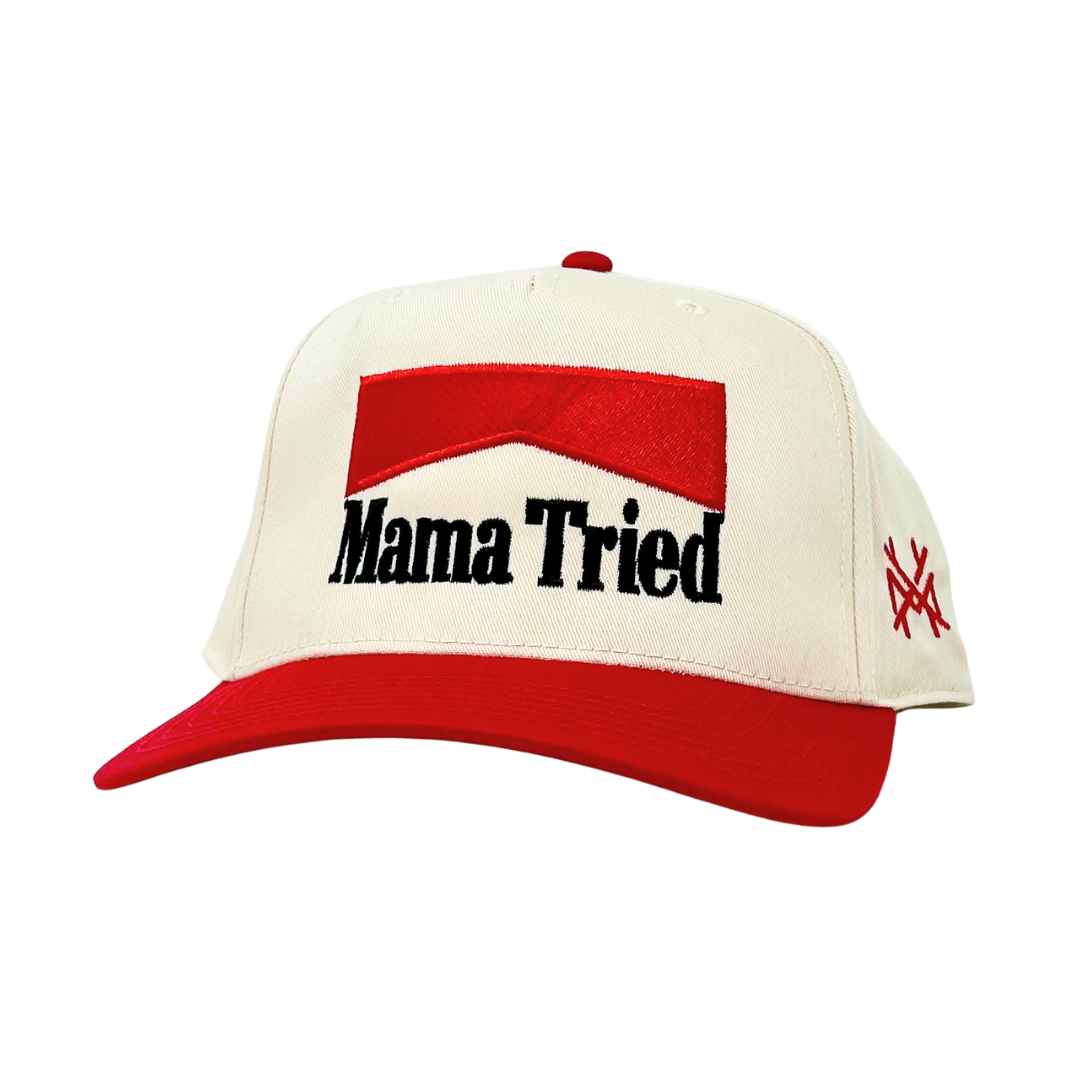 The Mad Hatter Co - Mama Tried - Cowboy Killer Trucker Hat: Flat Bill White