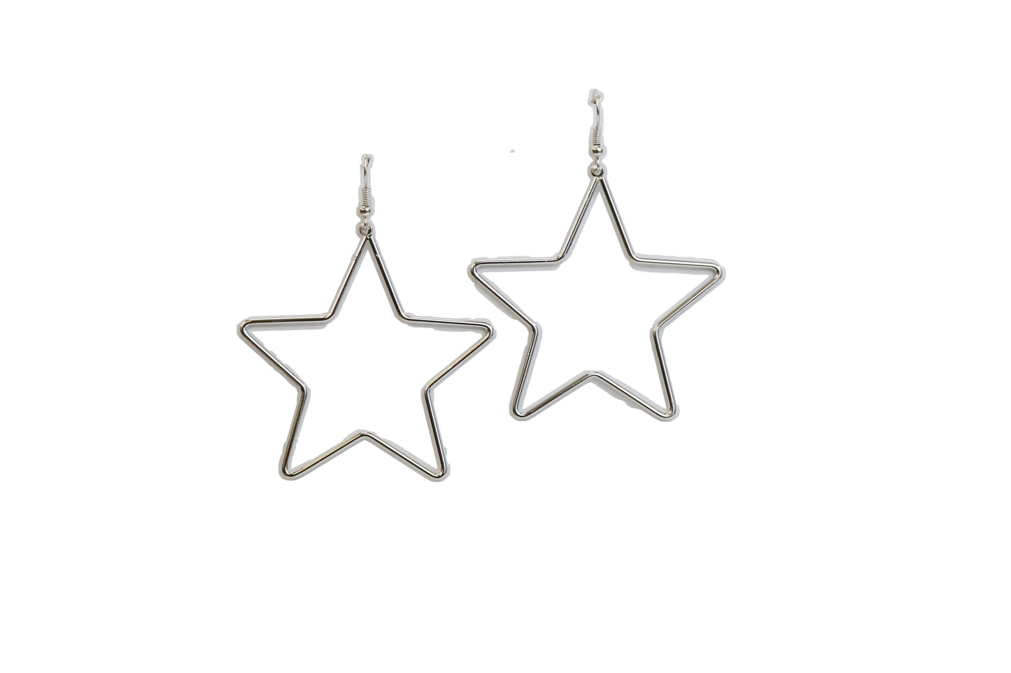 West & Co. - 3" Silver Star Earrings on Fishhook