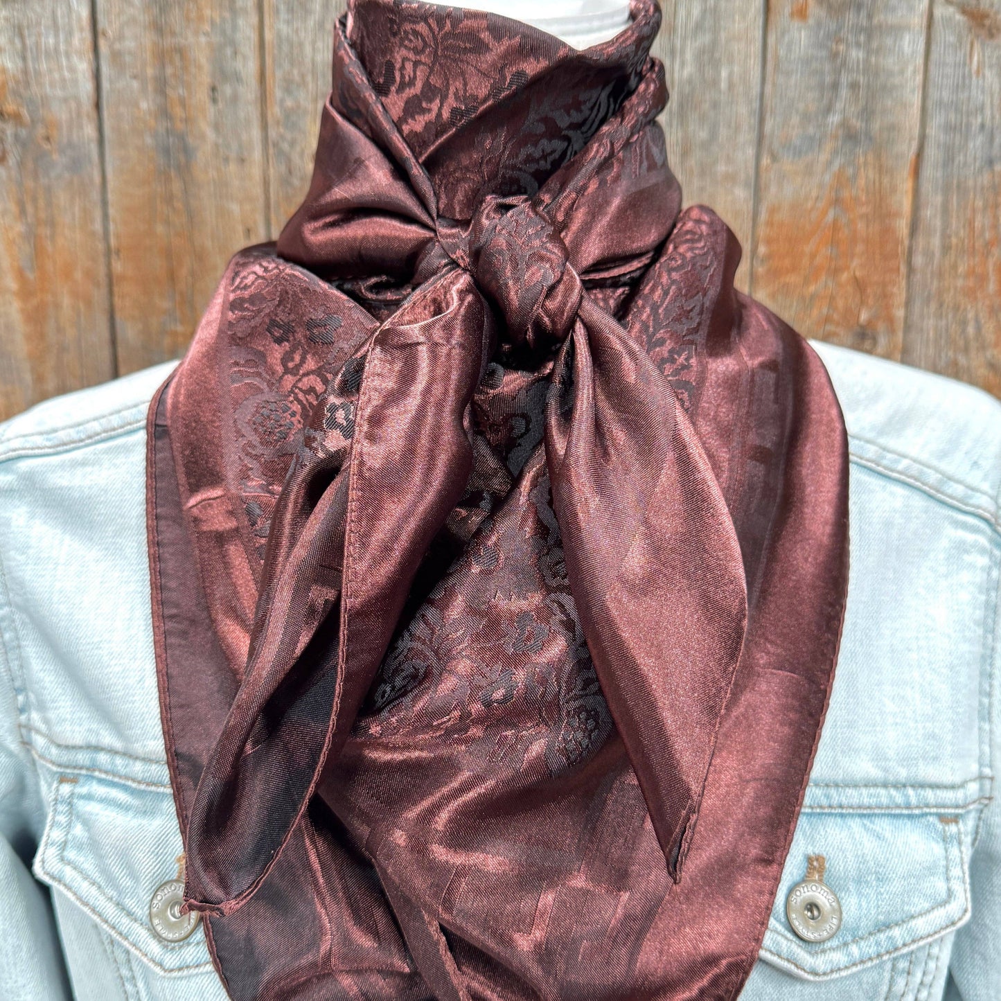 Rodeo Drive - 35X35" Dark Brown Jacquard Wild Rag / Scarf WR4086
