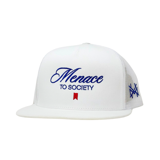 The Mad Hatter Co - MHC Menace to Society Trucker Hat: White 6006 Yupoong