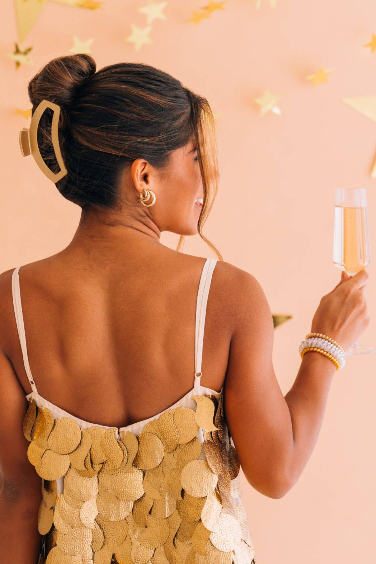 TELETIES - Open Hair Clip | Large | Champagne Toast