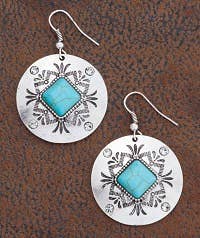 West & Co. - Concho Post Style Earring with Turq and Rhinestones