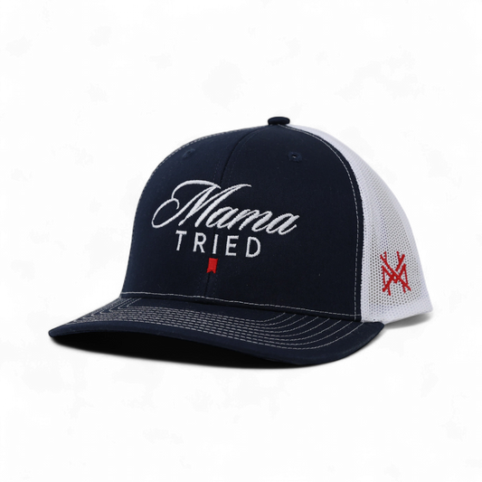 The Mad Hatter Co - Mama Tried Ultra Trucker Hat: Trucker Black/White
