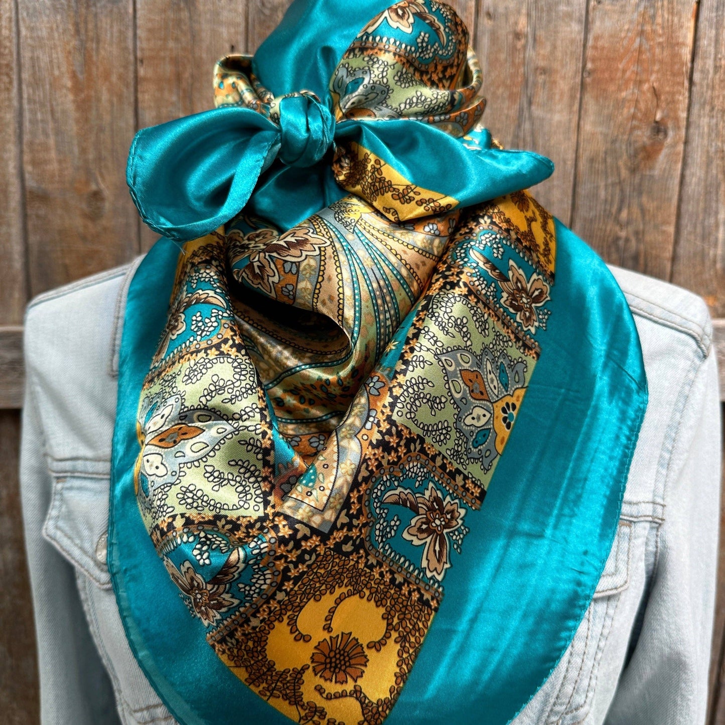 Rodeo Drive - 35X35" Teal Tone Paisley Wild Rag / Scarf WR1000