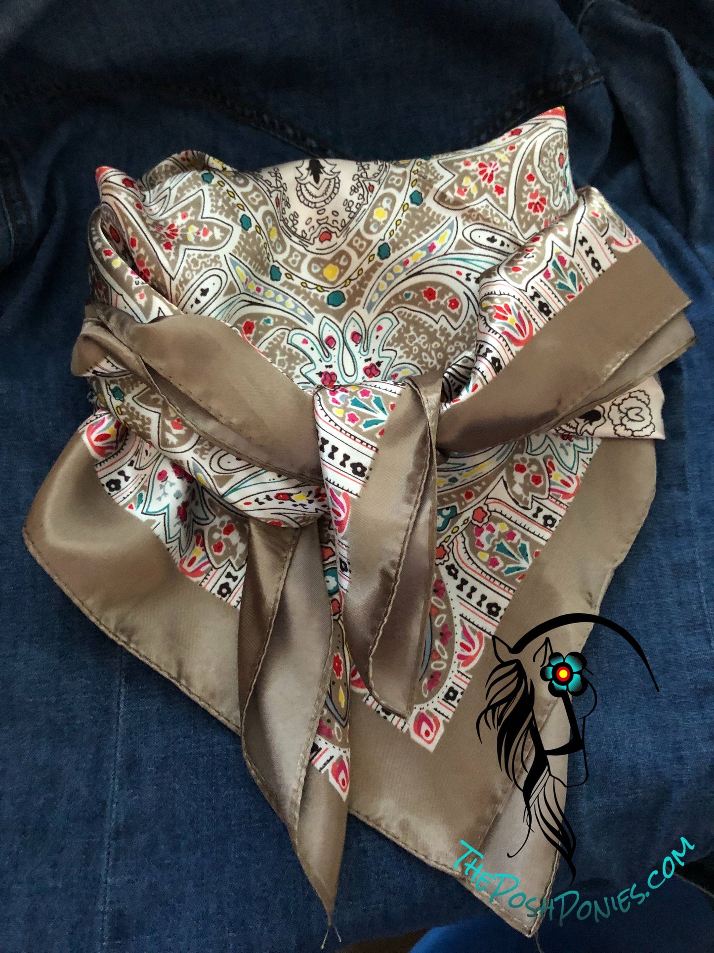 The Posh Ponies, LLC - Wild Rag Cool Colors 35 x 35: taupe square