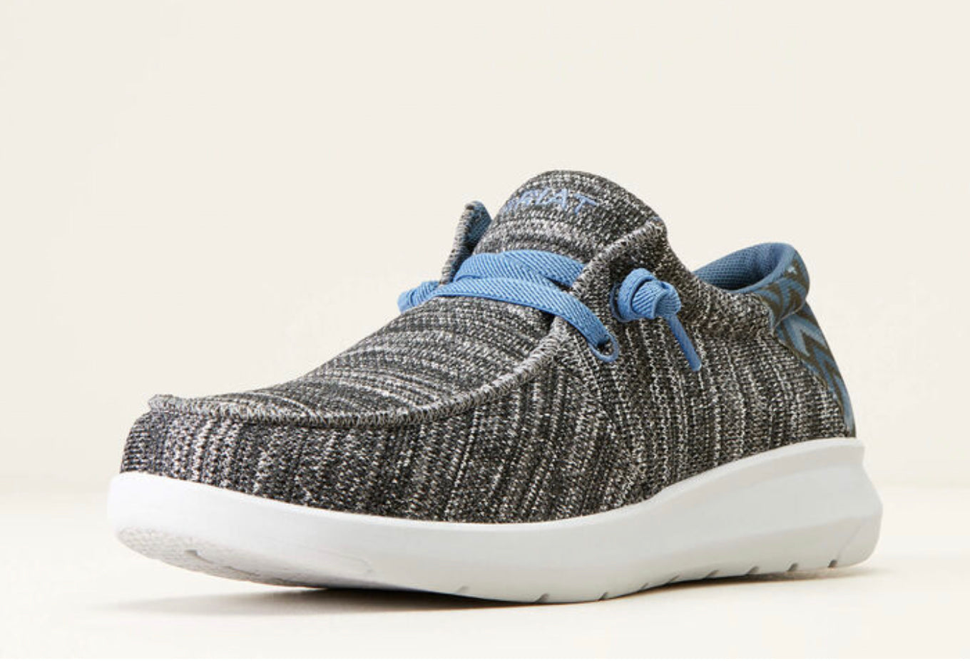 ARIAT MENS HILO IN HEATHER GRAY/BLUE SOUTHWESTERN PRINT