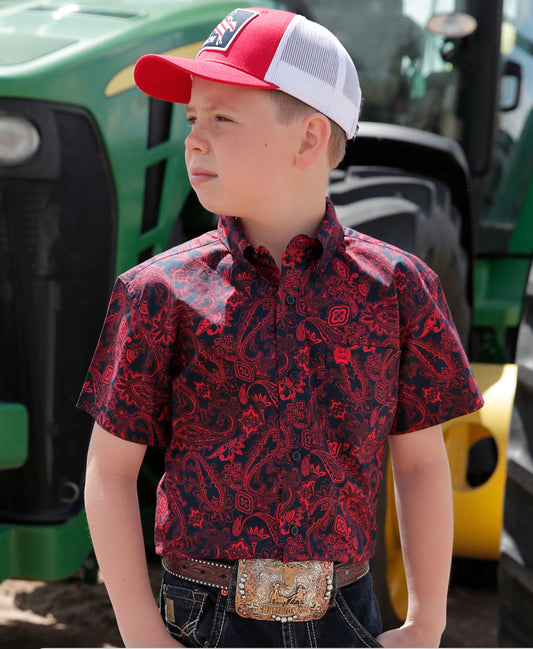 CINCH BOYS SHORT SLEEVE PRINT SHIRT
