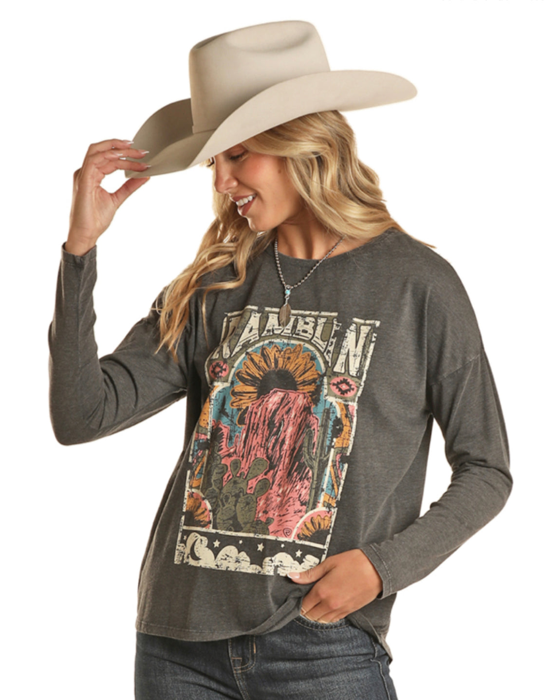 ROCK&ROLL DENIM LADIES RAMBLER LONG SLEEVE TEE