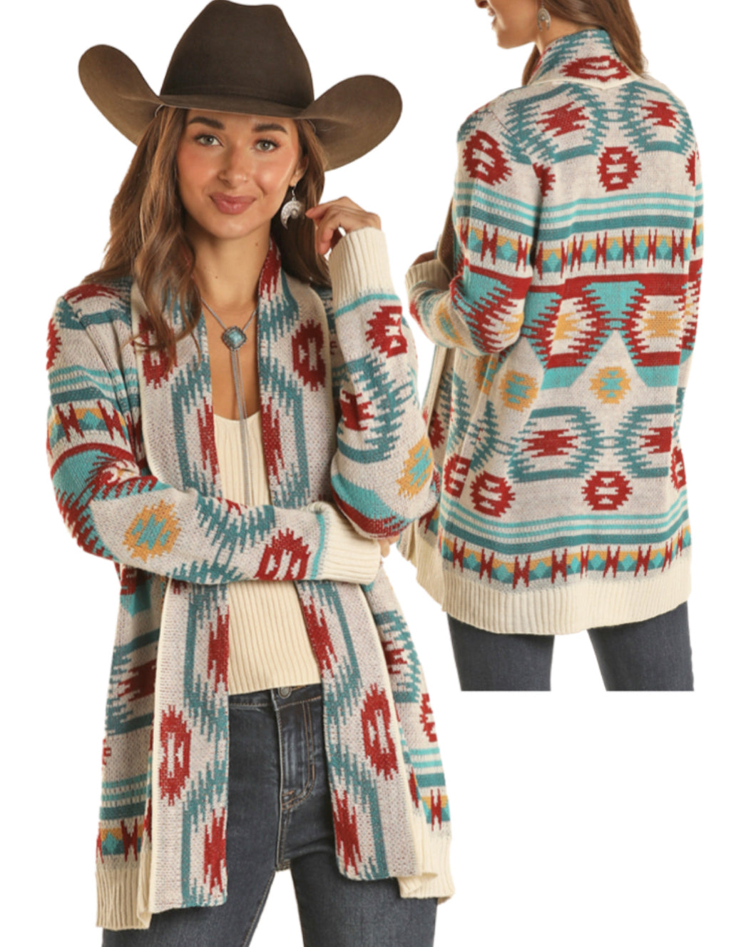 ROCK&ROLL DENIM AZTEC CARDIGAN