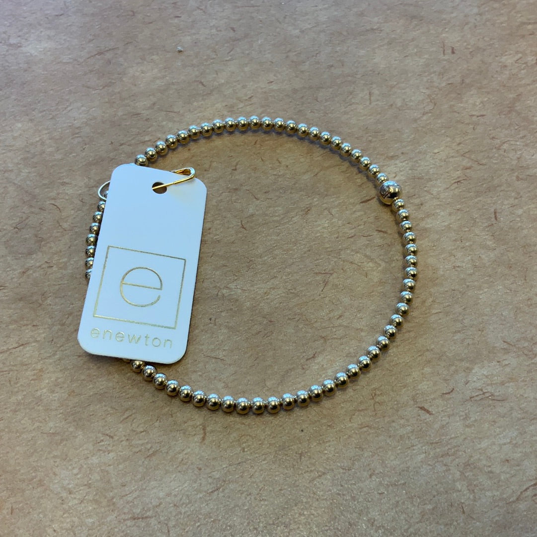 E NEWTON CLASSIC GOLD 3 MM BEAD BANGLE