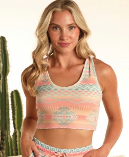 RANGE BY ROCK&ROLL DENIM OMBRÉ AZTEC BRALETTE
