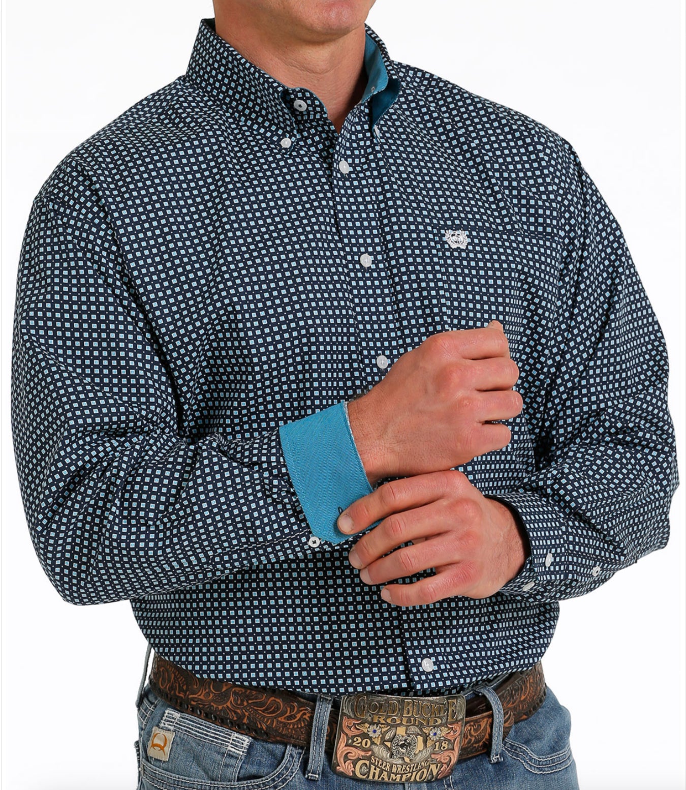 CINCH MENS LONG SLEEVE PRINT BUTTON DOWN