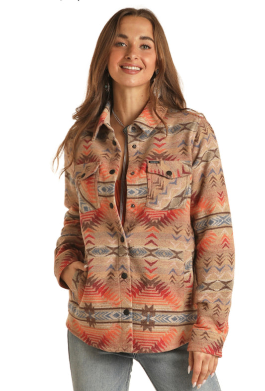 ROCK&ROLL DENIM LONG SHACKET IN TAN