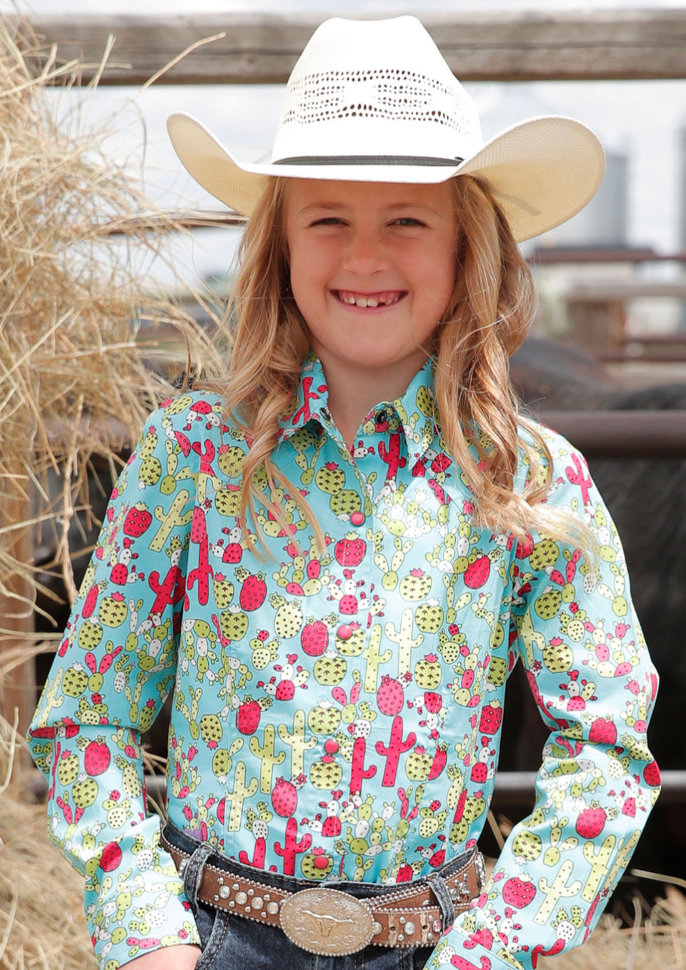 CINCH GIRLS LONG SLEEVE PRINT WESTERN SHIRT