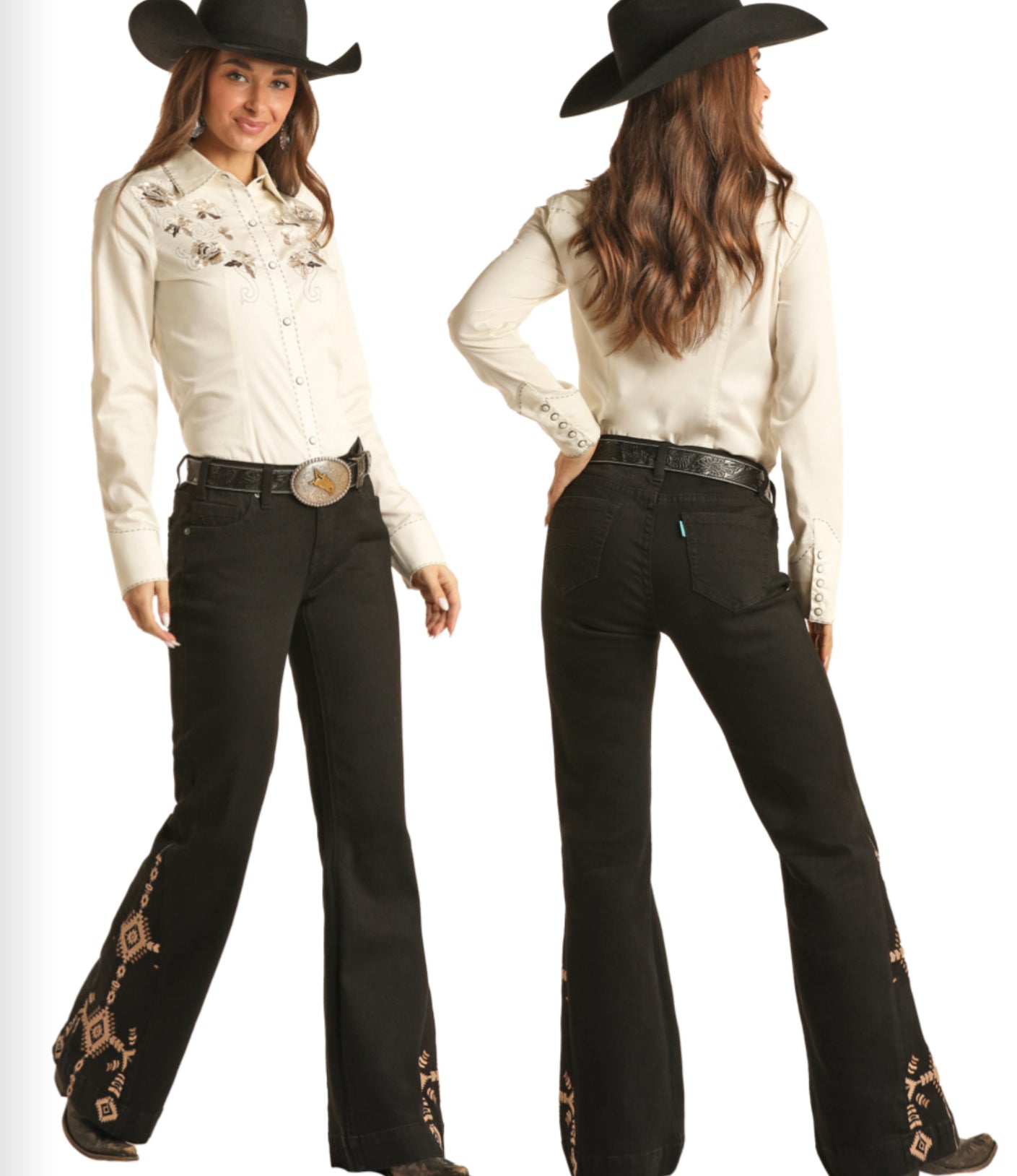 ROCK&ROLL DENIM WOMENS BLACK MID RISE TROUSER