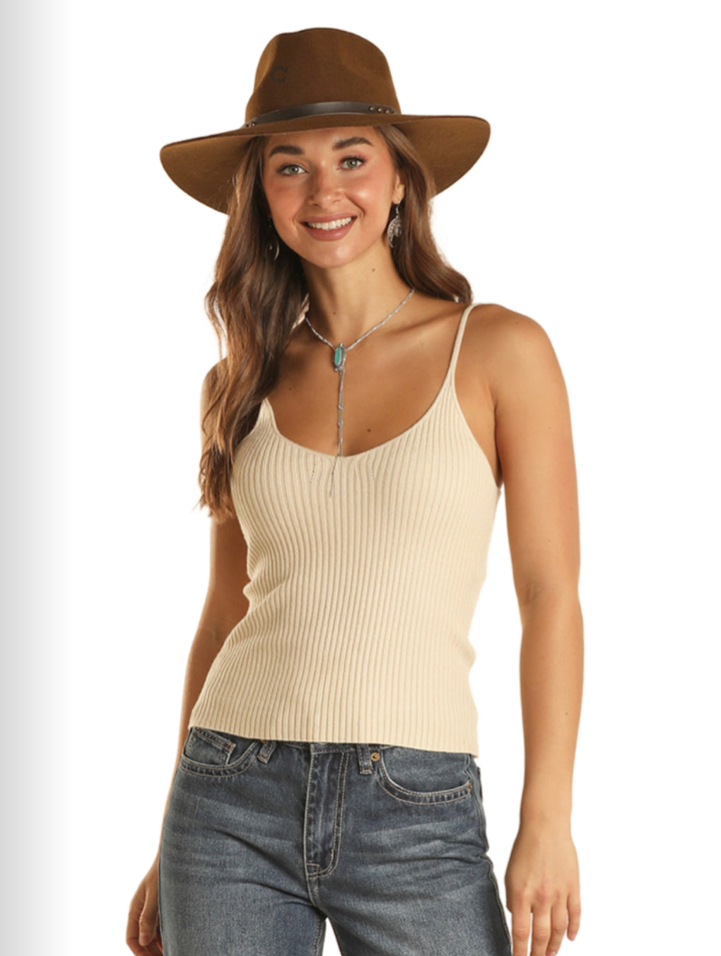 ROCK&ROLL DENIM RIB KNIT CAMI IN ASSORTED COLORS