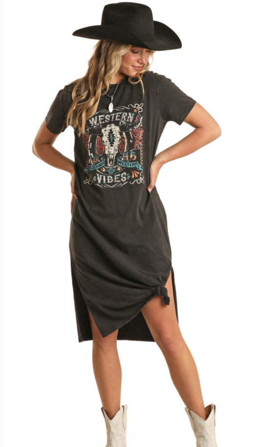 ROCK&ROLL DENIM GRAPHIC TSHIRT DRESS
