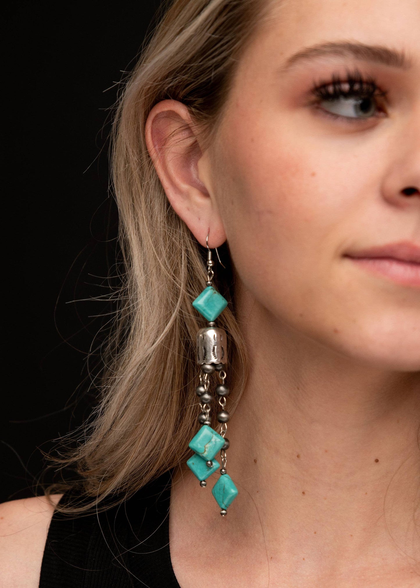 West & Co. - Faux Navajo Pearl & Turquoise Tassel Earring on Fishhook