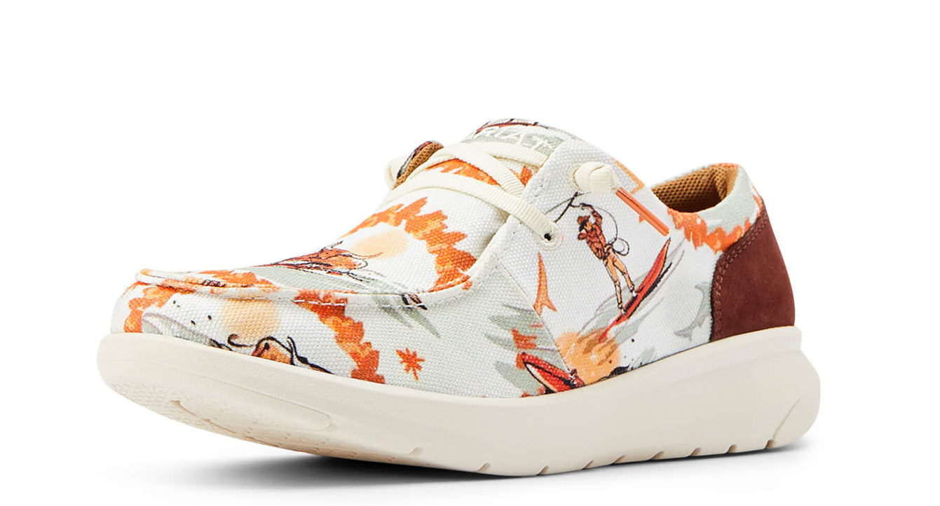 ARIAT WOMENS HILO WESTERN ALOHA SRFNG LONGHORN PRINT