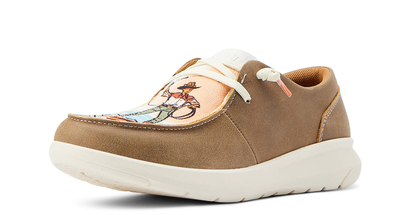 ARIAT WOMENS HILO WESTERN ALOHO BROWN BOMBER/SFN PNLPRT