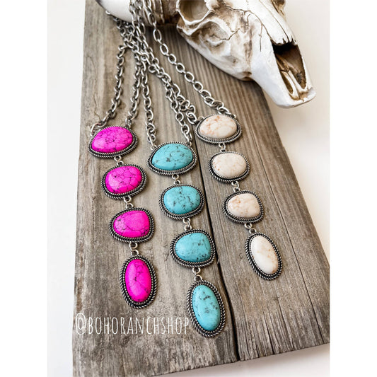 Boho Ranch Shop - Western Pendant Necklace Semi Stone Y Necklace