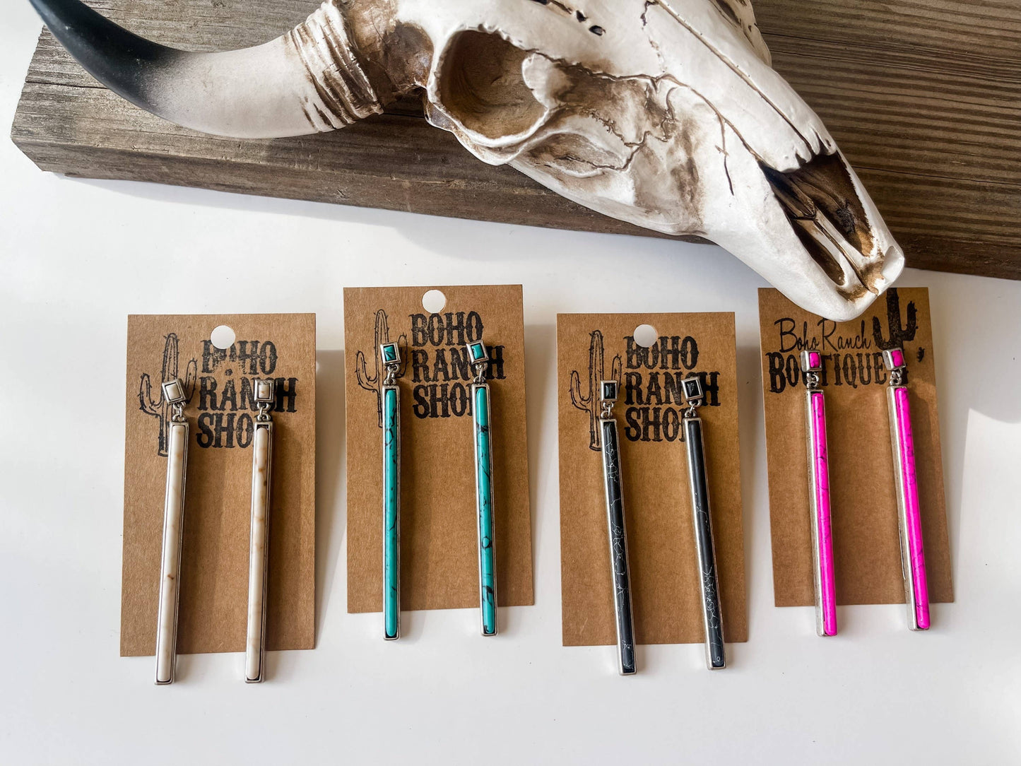 Boho Ranch Shop - Bar Stone Earrings Earring Western Statement Earrings