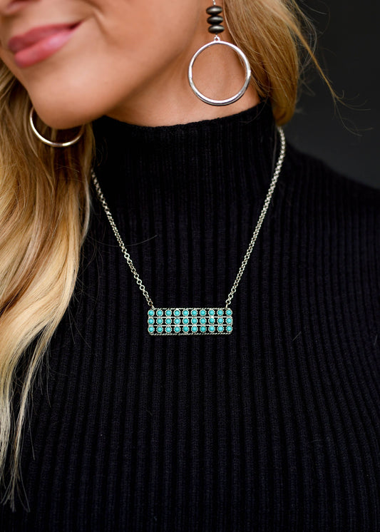 West & Co. - 18" Snake Eye Turquoise Bar Necklace