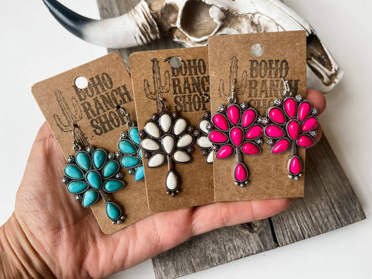 Boho Ranch Shop - Squash Blossom Western Stone Stud Earrings
