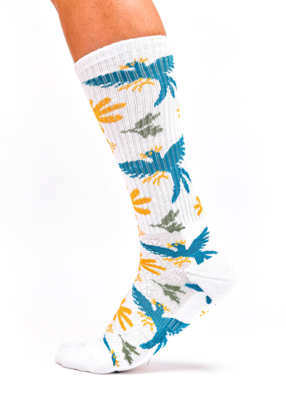 Lucky Chuck - White Lucky Birds Performance Crew Socks