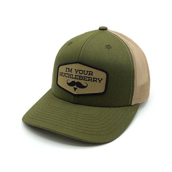 Shield Republic LLC - I’m your Huckleberry Woven Patch Hat: Curved Bill Snapback / Moss And Khaki