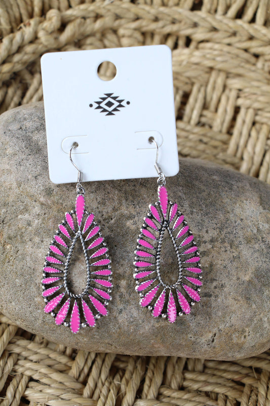 Turquoise Haven - 1409 FUCHSIA NEEDLEPOINT TEARDROP ER