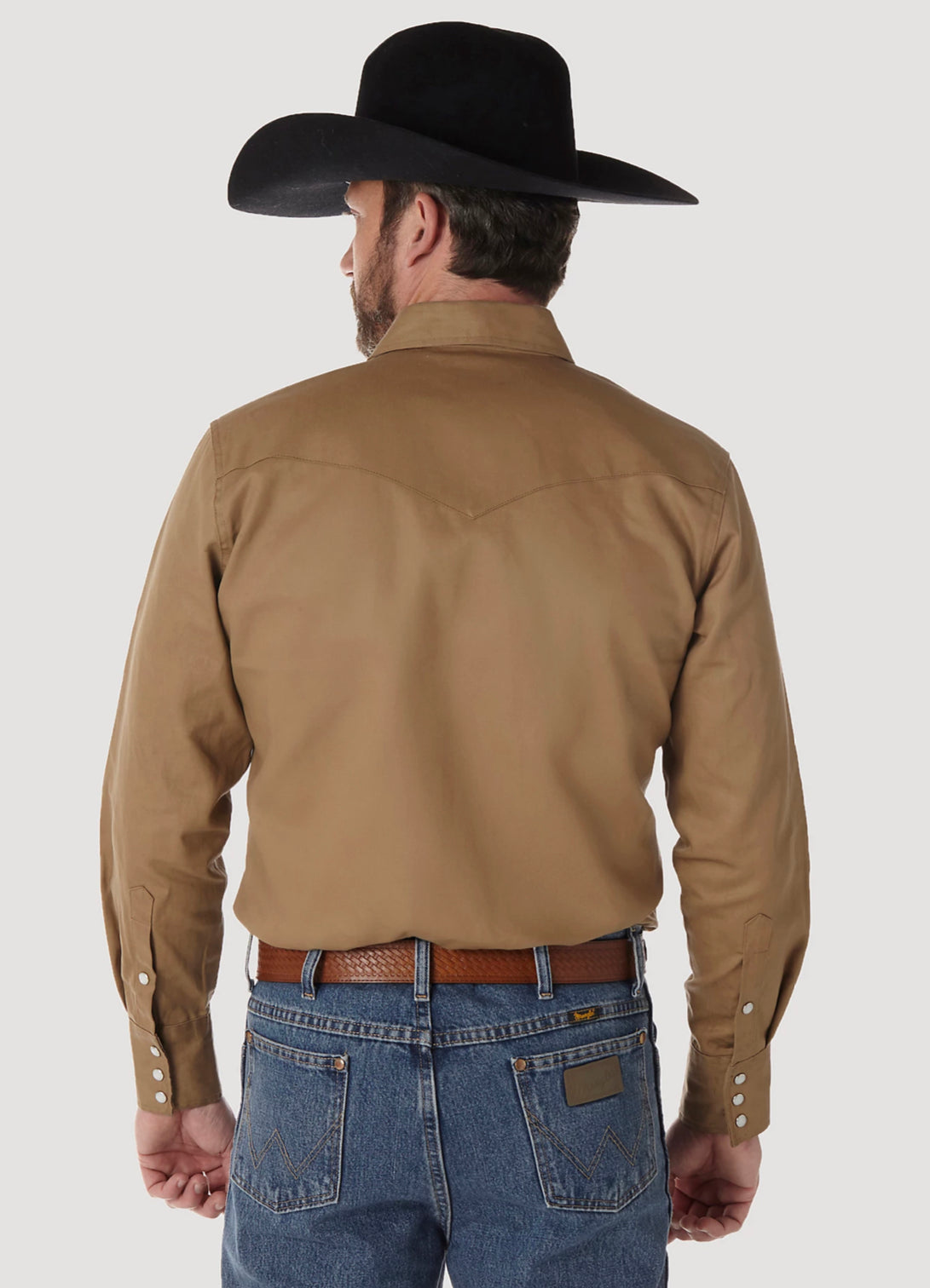 WRANGLER COWBOY CUT FIRM FINISH LONG SLEEVE WESTERN SOLID WORK SHIRT