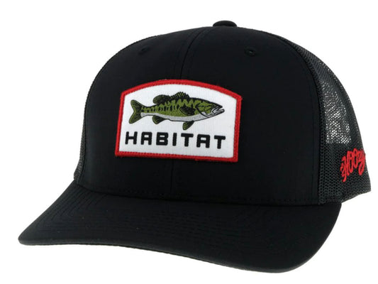 HOOEY “HABITAT” BLACK 6 PANEL TRUCKER WITH WHITE RECTANGLE PATCH