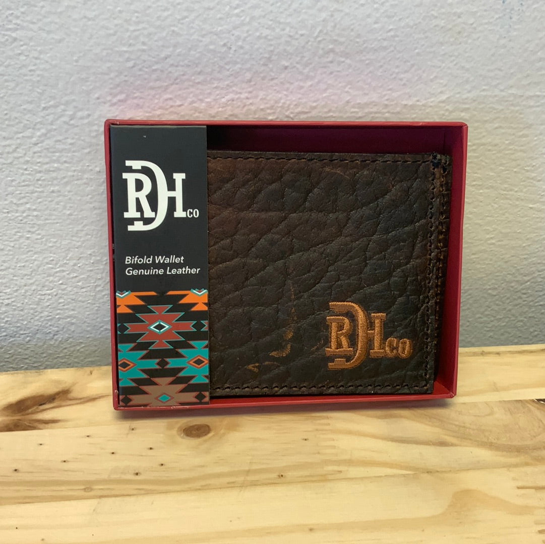 RED DIRT HAT CO MENS BIFOLD WALLET BISON GRAIN LEATHER