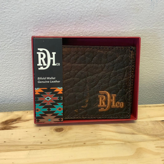 RED DIRT HAT CO MENS BIFOLD WALLET BISON GRAIN LEATHER