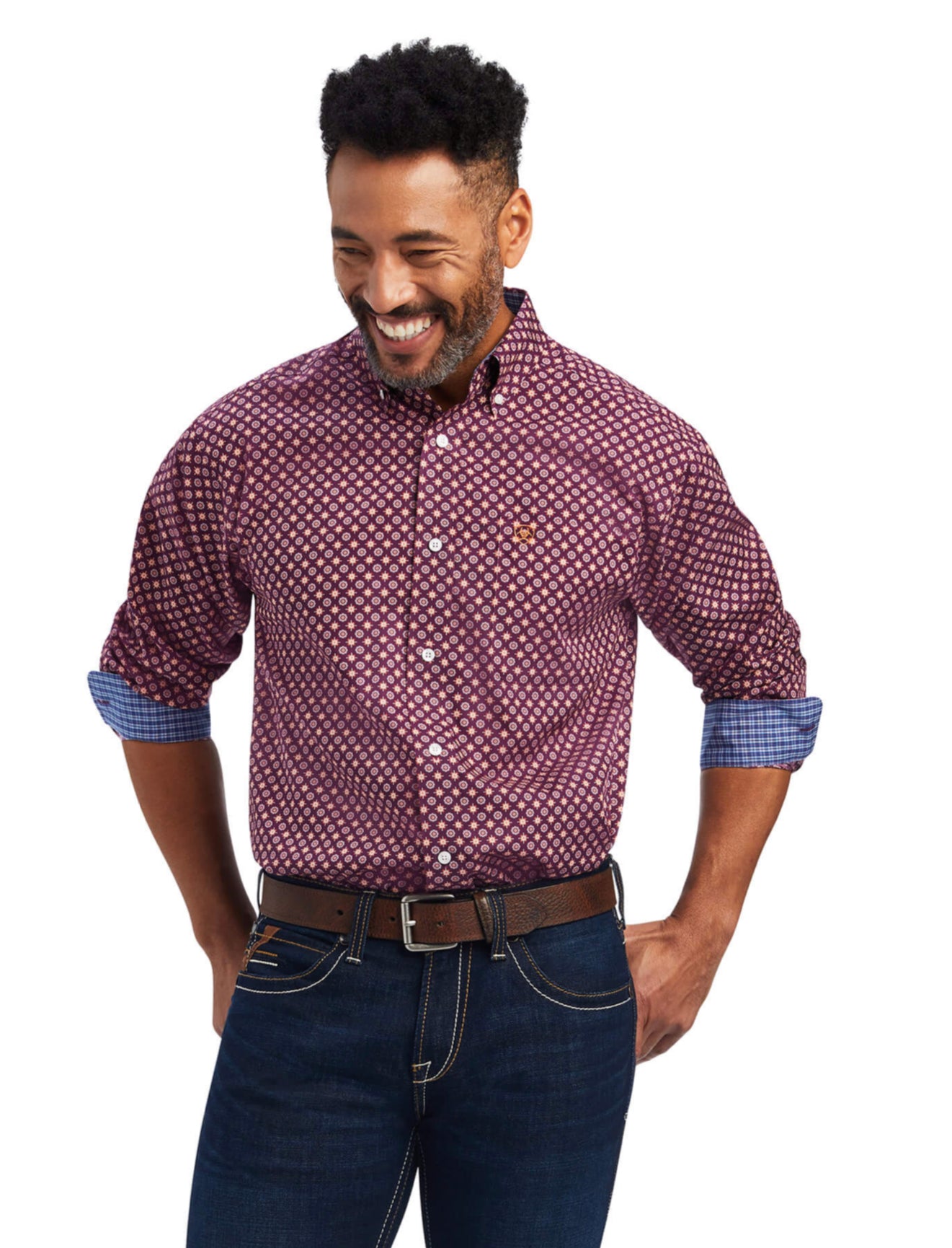 ARIAT MENS WF DEKLAN CLASSIC LONG SLEEVE SHIRT IN BEET