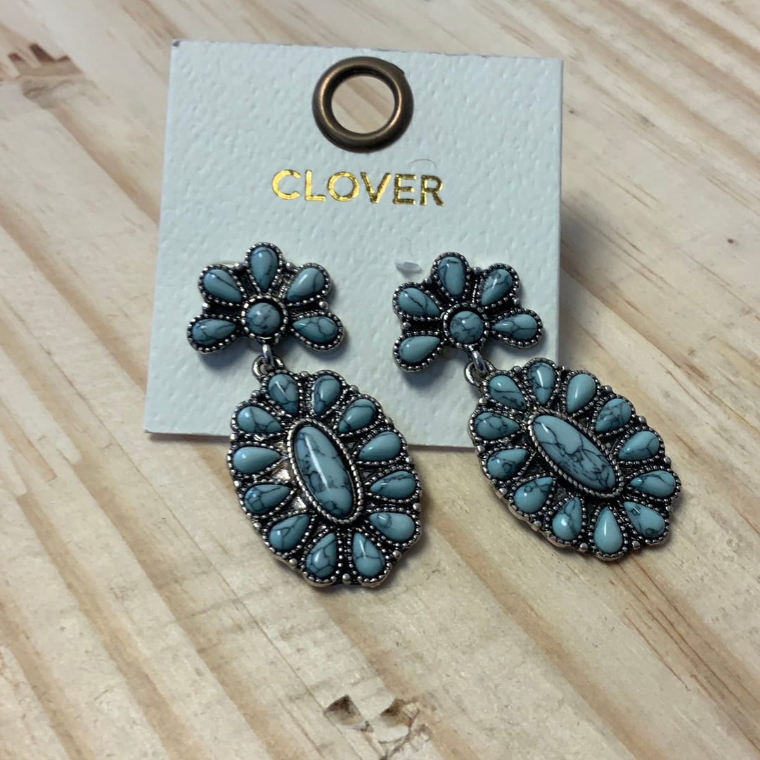 CLOVER OVAL SILVER AND ASSORTED COLORED STONES